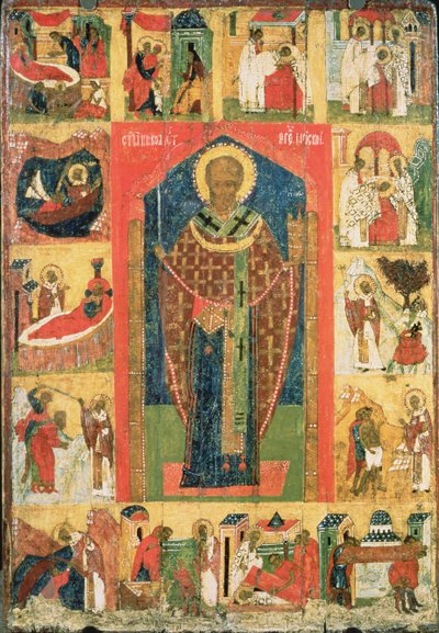St. Nicholas of Moshajsk with Scenes from His Life by Russian School